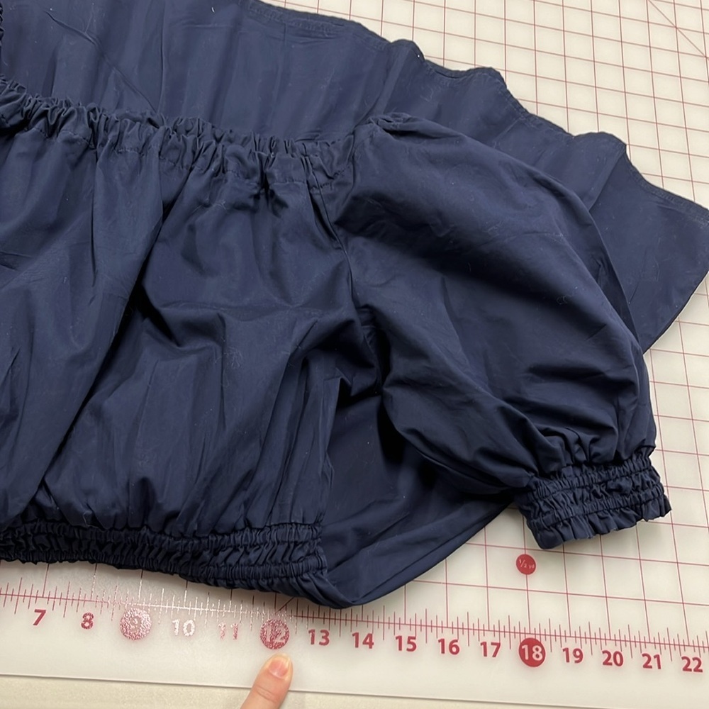 GAP Peasant Boho Party 100% Cotton Ruffle Tier Smock Waist/Puff SLV Navy Mini XS - Picture 14 of 16